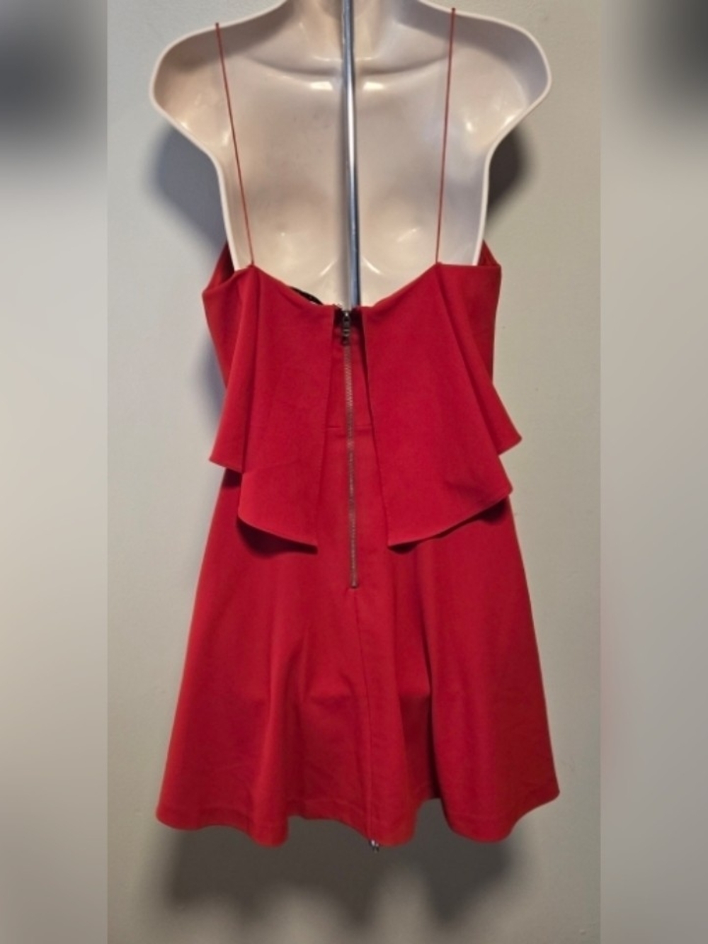 Alice + Olivia Red Ruffle-Overlay Mini Dress Size 6 - Picture 3 of 4